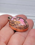 Natural Cantera Mexican Pink Purple Opal Sterling Silver & Copper Pendant - AAA Grade Opal