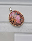 Natural Cantera Mexican Pink Purple Opal Sterling Silver & Copper Pendant - AAA Grade Opal