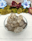 rough elestial quartz in bowl
