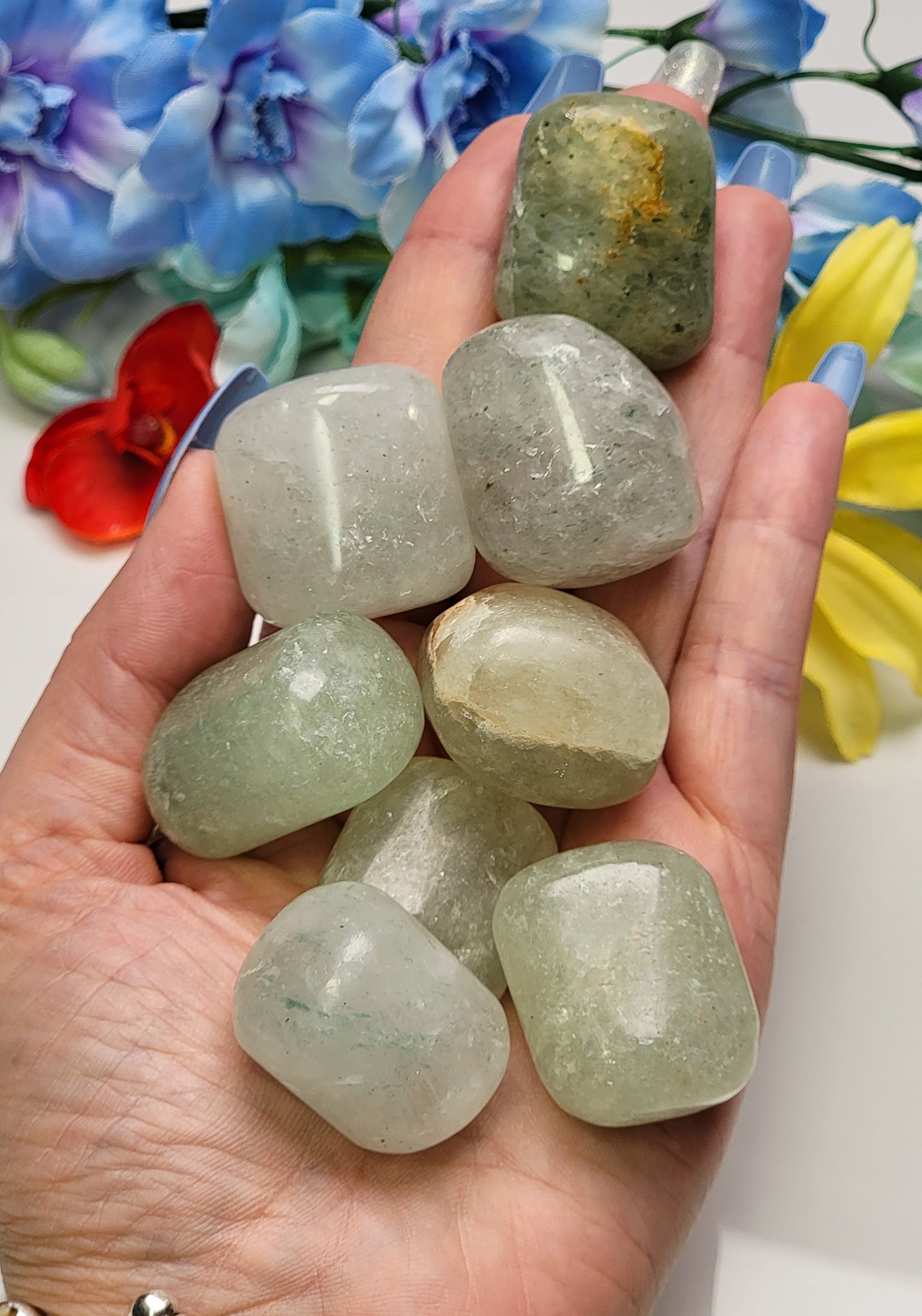 Green Included Quartz Crystal Natural Tumbled Stone – Crystal