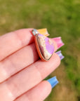 Natural Cantera Mexican Pink Purple Opal Sterling Silver & Copper Pendant - AAA Grade Opal
