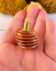 Gold-Colored Metal Spiral Cage Ornament Pendant - Perfect for Holding Gemstones or Orbs! - Carnelian in Pendant