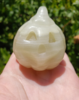 Green Marble Onyx Gemstone Happy Pumpkin Totem Jack-o-Lantern Carving - Unique!