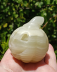 Green Marble Onyx Gemstone Happy Pumpkin Totem Jack-o-Lantern