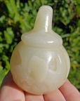 Green Onyx Gemstone Spooky Pumpkin Totem Jack-o-Lantern Carving
