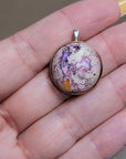 Natural Cantera Mexican Pink Purple Opal Sterling Silver & Copper Pendant - AAA Grade Opal