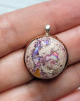 Natural Cantera Mexican Pink Purple Opal Sterling Silver & Copper Pendant - AAA Grade Opal