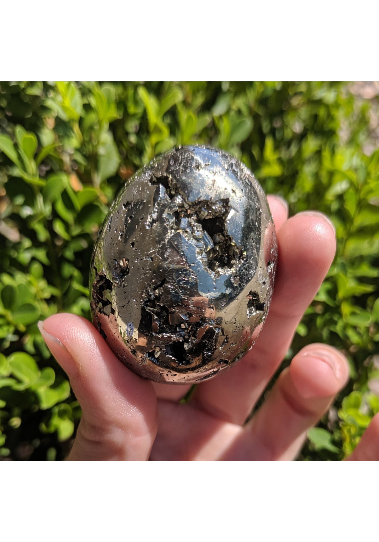 Pyrite　Egg　–　Caverns!　Pros　Natural　Gemstone　with　Protection　of　Stone　Shop　Crystal　Gemstone
