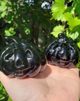 Large Obsidian Gemstone Happy Pumpkin Totem Jack-o-Lantern