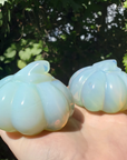 Large Opalite Gemstone Happy Pumpkin Totem Jack-o-Lantern Carving - Pumpkin Backs