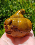 Yellow Mookaite Gemstone Happy Pumpkin Totem Jack-o-Lantern Carving