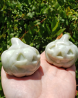 New Jade Gemstone Happy Pumpkin Totem Jack-o-Lantern Carving - Smiling