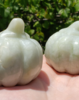 New Jade Gemstone Happy Pumpkin Totem Jack-o-Lantern Carving - Showing the Backs