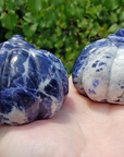 Sodalite Gemstone Happy Pumpkin Totem Jack-o-Lantern Carving