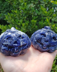Sodalite Gemstone Happy Pumpkin Totem Jack-o-Lantern Carving - Large - Deep Blue
