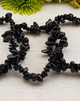 Black Tourmaline Natural Gemstone Chip Bracelet | Crystal Gemstone Shop.