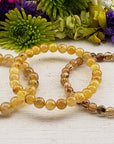 Golden Rutilated Quartz Natural Gemstone 6-8mm Bead Bracelet | Crystal Gemstone Shop.