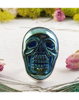 Cobalt Titanium Gemstone Skull Sterling Silver Ring