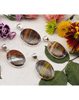 Tiger Iron Natural Gemstone & Sterling Silver Pendant