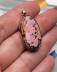 Natural Cantera Mexican Pink Opal Sterling Silver & Copper Pendant - AAA Grade Opal