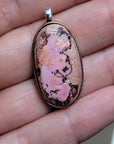Natural Cantera Mexican Pink Opal Sterling Silver & Copper Pendant - AAA Grade Opal