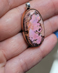 Natural Cantera Mexican Pink Opal Sterling Silver & Copper Pendant - AAA Grade Opal