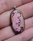 Natural Cantera Mexican Pink Opal Sterling Silver & Copper Pendant - AAA Grade Opal