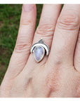 Rainbow Moonstone Gemstone Sterling Silver Ring - Jasmine 2