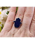 Lapis Lazuli Gemstone Sterling Silver Hand of Fatima Ring - Pacifica 3
