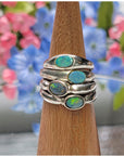 Australian Opal Sterling Silver Ring - Petite Stackable Rings
