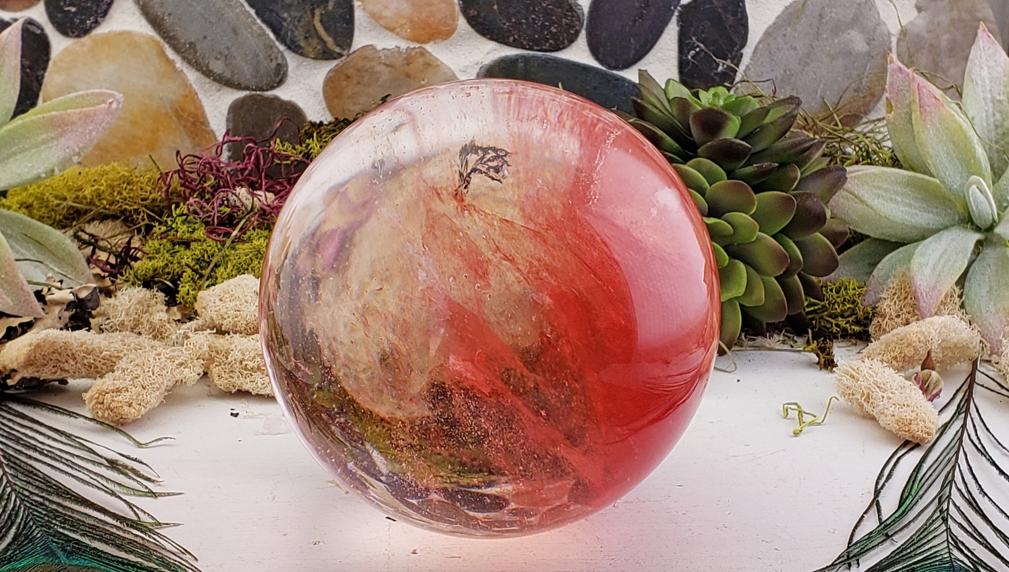 Cherry Quartz Polished Gemstone Sphere Orb 90-140mm | Crystal Gemstone Shop.