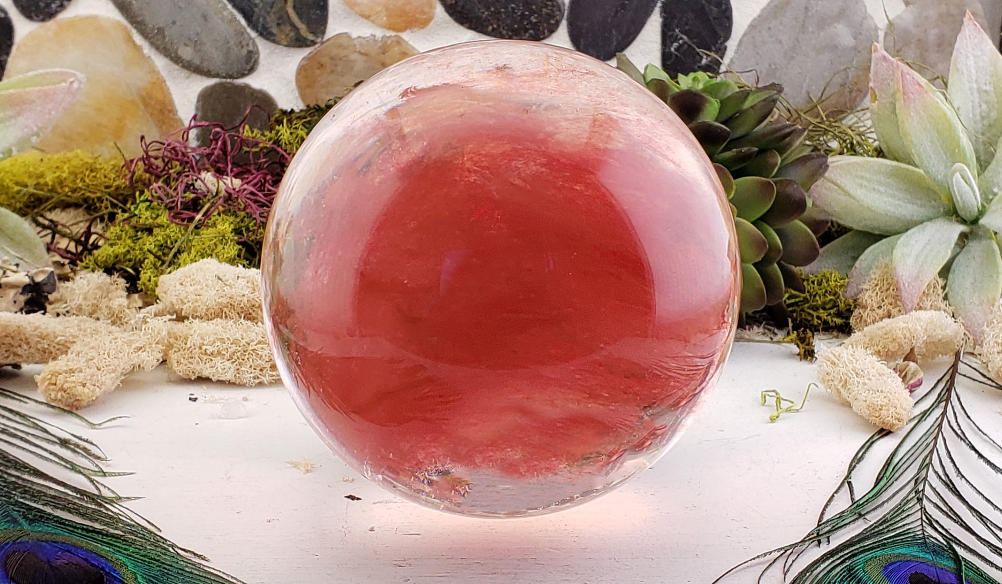 Cherry Quartz Polished Gemstone Sphere Orb 90-140mm | Crystal Gemstone Shop.