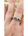 Gemstone Inlay Sterling Silver Band with Opal, Turquoise, Mother of Pearl, Coral, Onyx 4