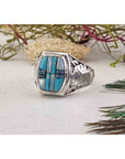 Gemstone Inlay Sterling Silver Ring with Mother of Pearl and Opal