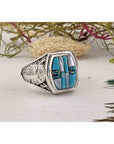 Gemstone Inlay Sterling Silver Ring with Mother of Pearl and Opal 2