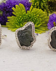 Moldavite Meteorite Gemstone Sterling Silver Ring - Gaxia | Crystal Gemstone Shop.