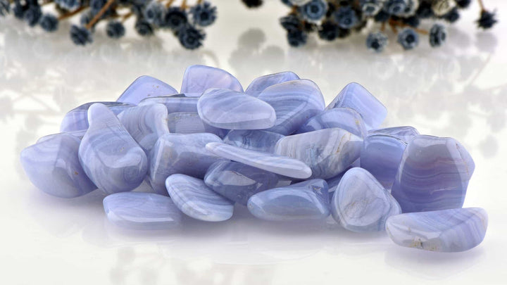 Blue lace agate stone banner