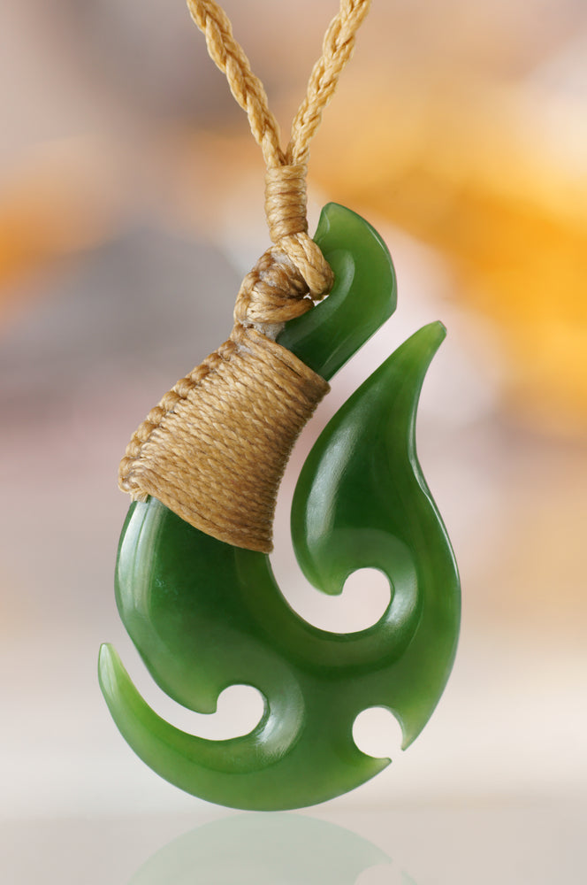 Jade Carved Fish Hook Pendant