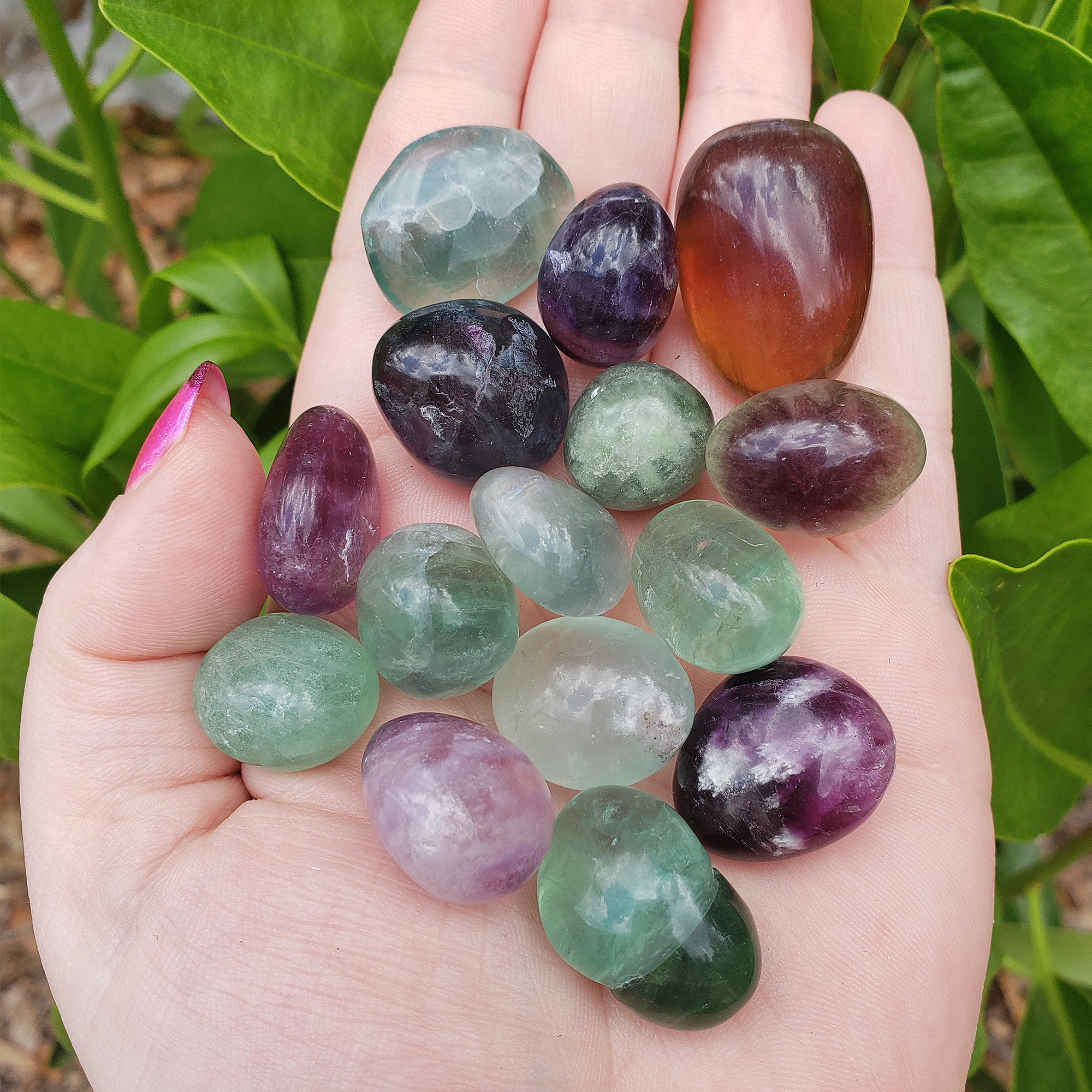 Fluorite Crystal Natural Gemstone Tumbled Stone | High Quality - Natural Fluorite Stones