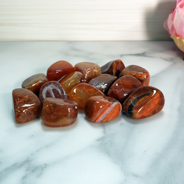 Fire Agate Natural Tumbled Crystal - One Stone - On Tile