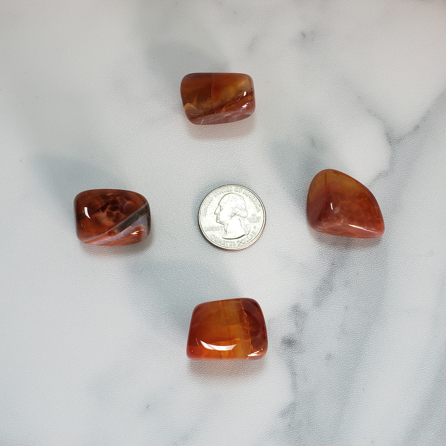 Fire Agate Natural Tumbled Crystal - One Stone - Size Comparison