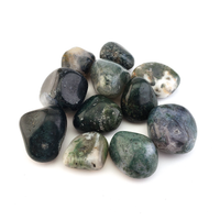 Moss Agate Natural Tumbled Crystal - One Stone - White Background