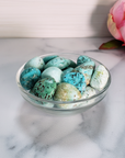 Peruvian Turquoise Natural Tumbled Stone - One Stone - Glass Bowl