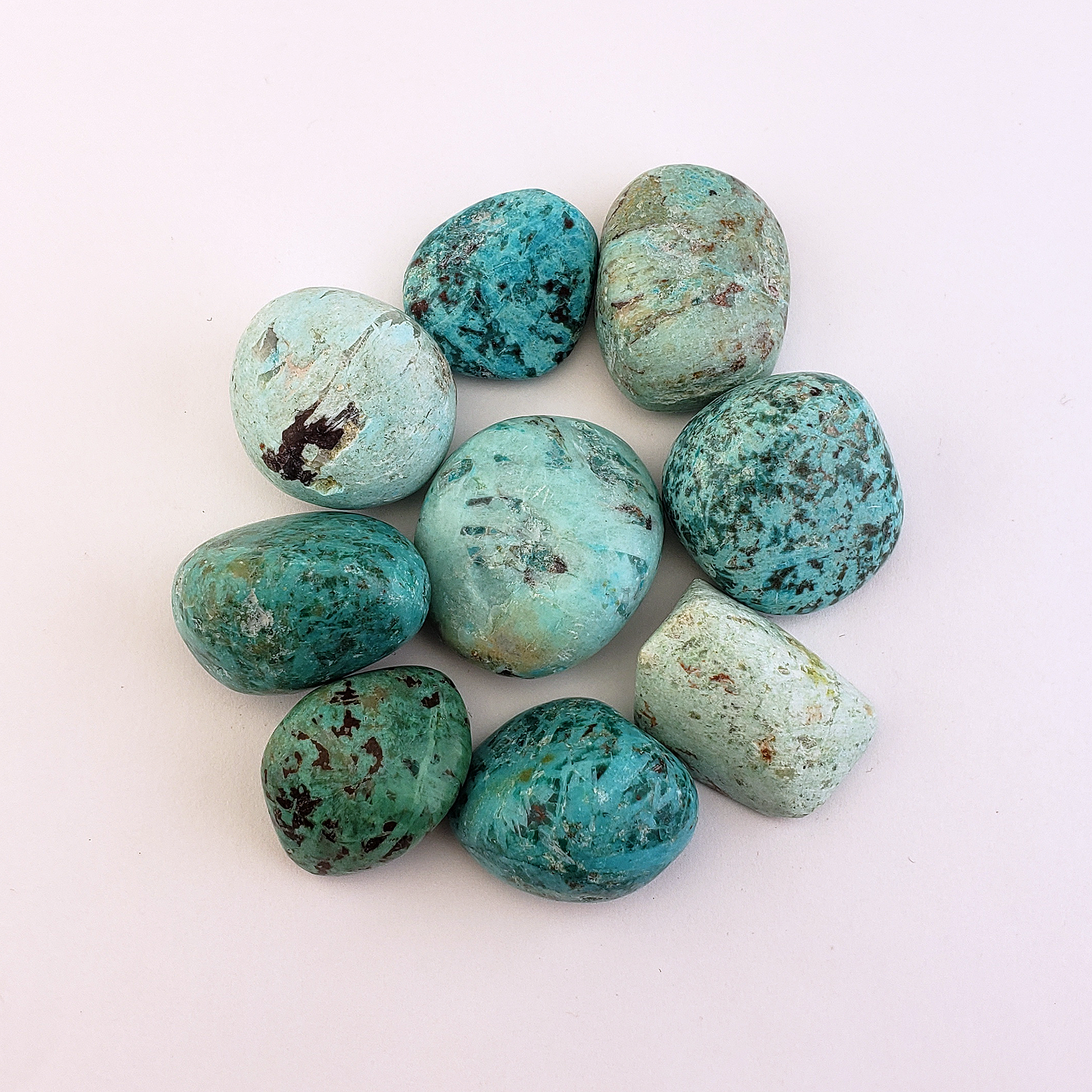 Peruvian Turquoise Natural Tumbled Stone - One Stone - White Background