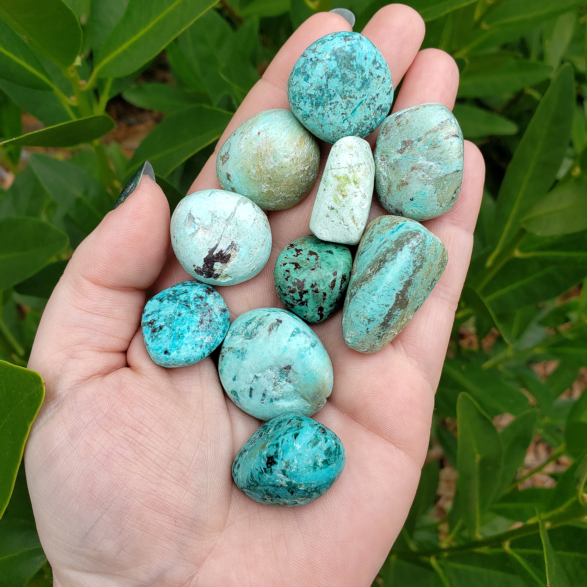 Peruvian Turquoise Natural Tumbled Stone - One Stone - In Hand