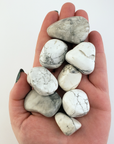 Howlite Natural Tumbled Stone - One Stone - In Hand, White Background