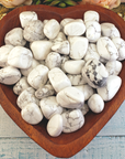 Howlite Natural Tumbled Stone - One Stone - In Wooden Decorative Bowl