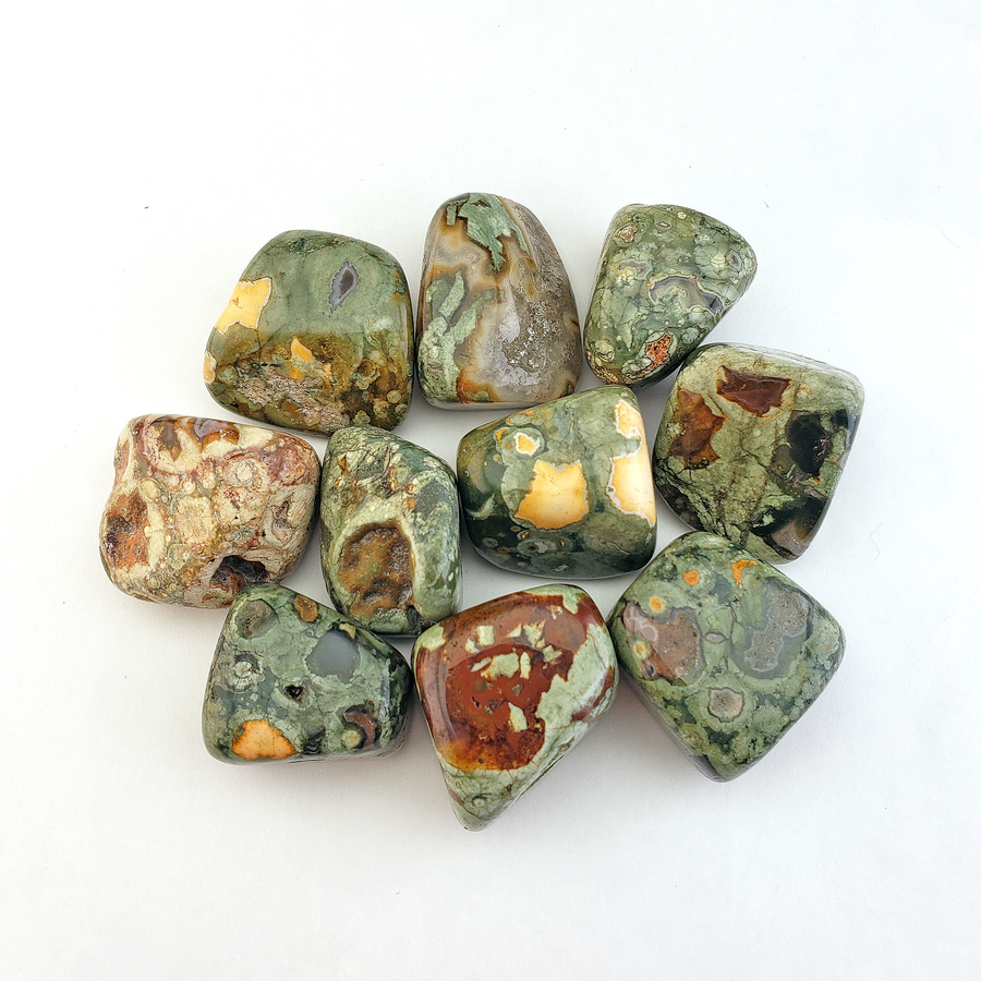 Green Rainforest Rhyolite Natural Tumbled Stone - One Stone