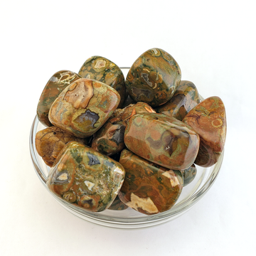 Rhyolite Tumbled Gemstones - Measurements - In Bowl