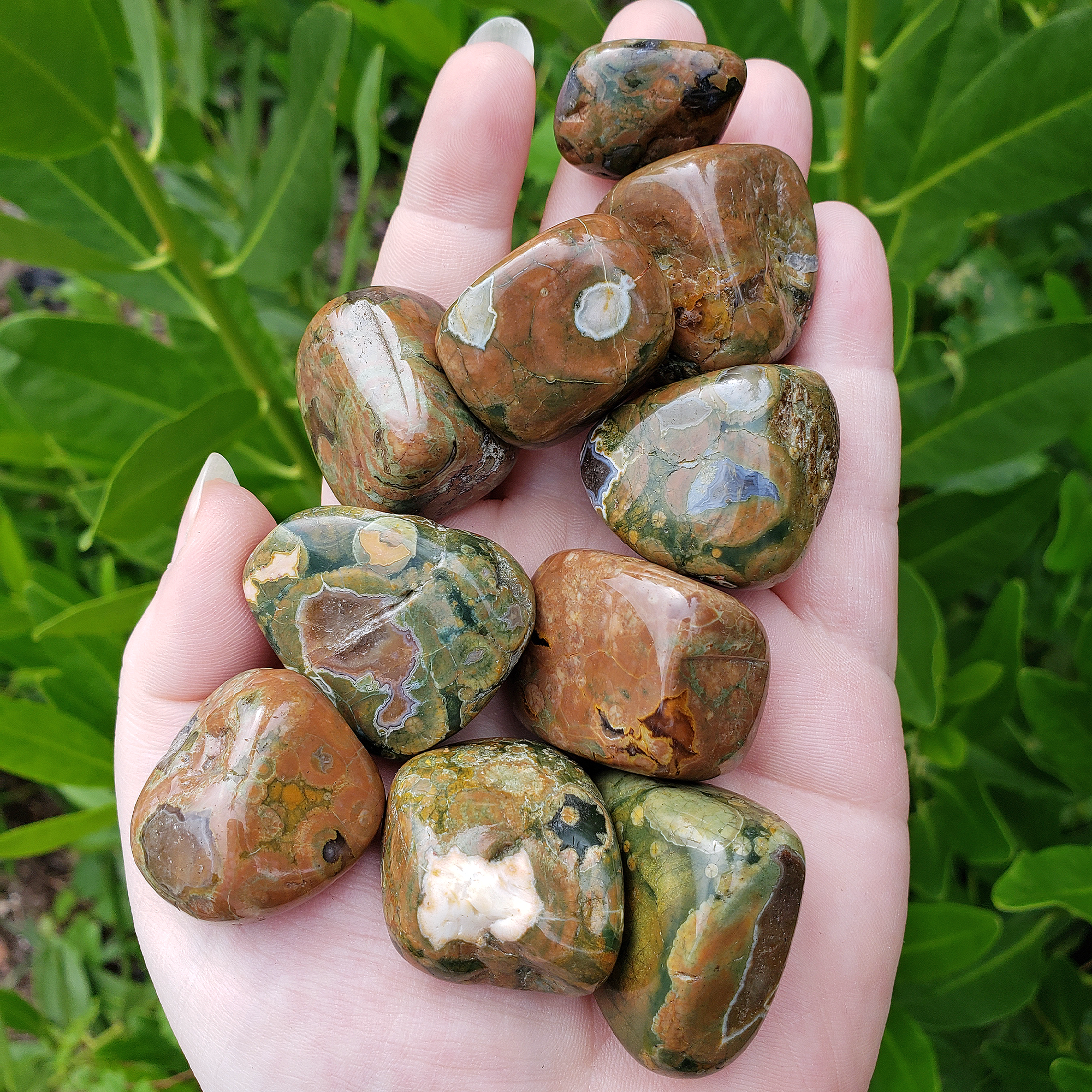 Rhyolite Tumbled Gemstones - Measurements - Outdoors